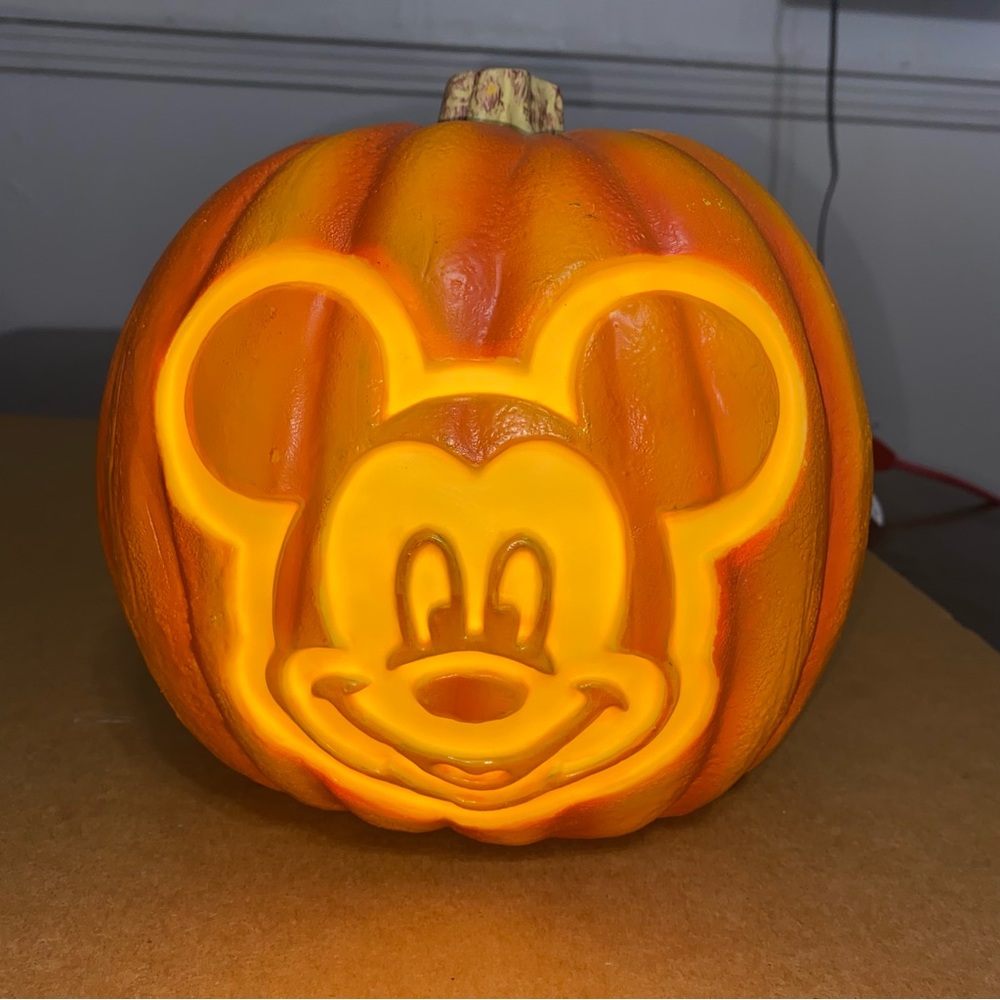 Disney Mickey Mouse Orange Pumpkin Light Works 1997 Blow Mold W/Electric Light